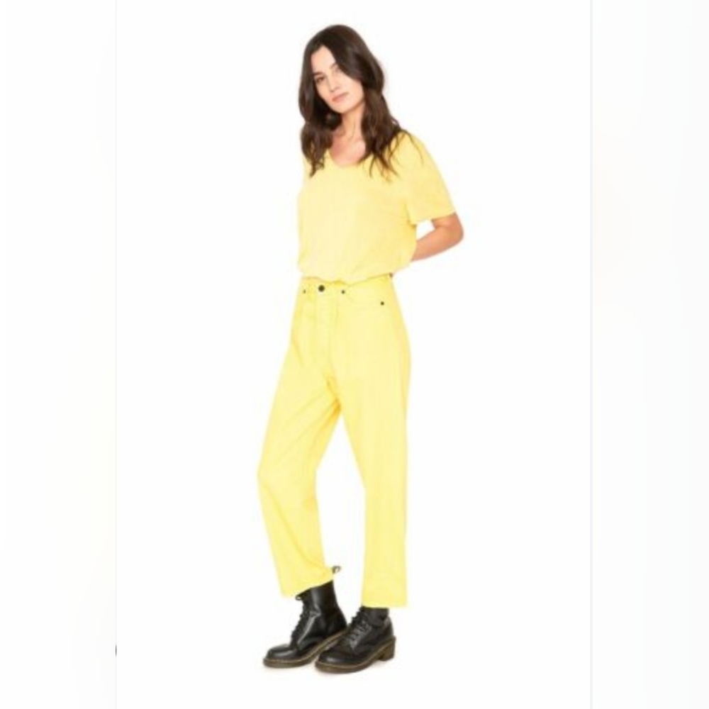 NWT Sandrine Rose Free People Yellow Wide Leg Crop Jeans Size 30